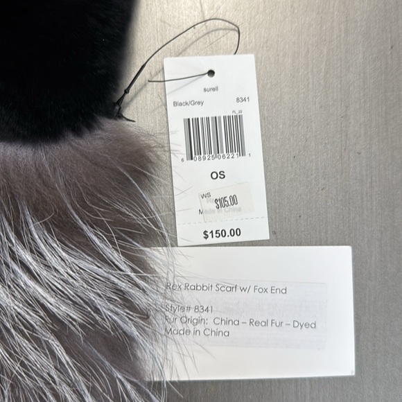 Accessories - Black Fur Scarf with Gray Accents